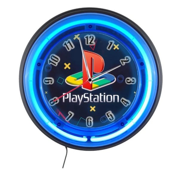 PlayStation LOGO NEON BLUE CLOCK NEW - Picture 1 of 5